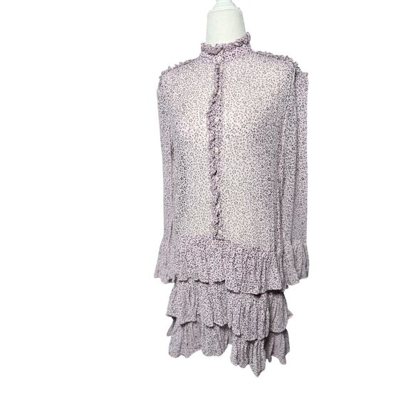 NEW Zadig & Voltaire Raspail Crinkle Floral Lace Trim Mini Dress M Retail $598 - Picture 3 of 14